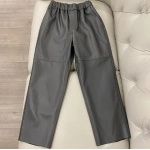 Women Pants Real Leather Pants Women Leather Tousers High Waist Harem Pants 2023 New Elastic Waist Streetwear Pants